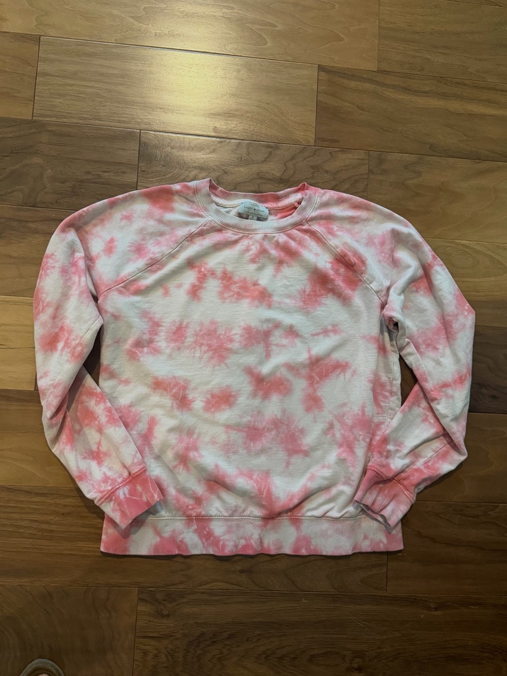 Lucky Brand Pink and White Tie-Dye Sweatshirt